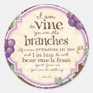 Jag är Vine Scripture Stickers Runt Klistermärke