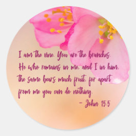 Jag är vinets kristna Blommigt inspiration Runt Klistermärke