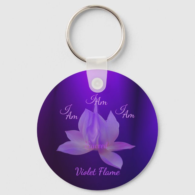 Jag Är Violett Flamma Med Lotus Nyckelring (Framsida)