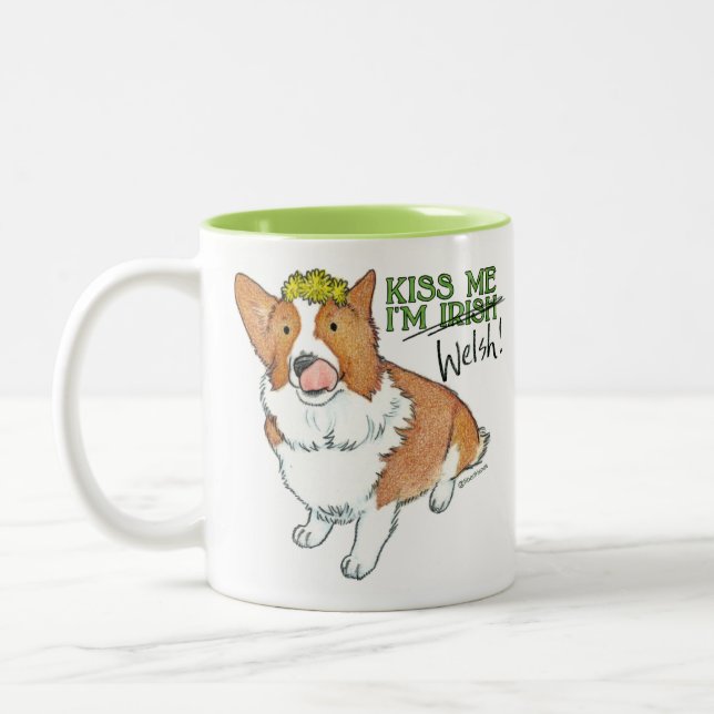 Jag är walesisk - Corgi Saint patrick's day Mugg (Vänster)
