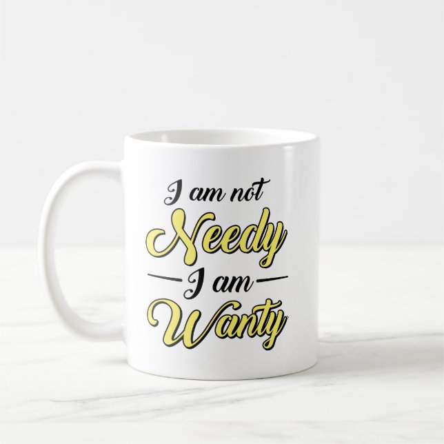Jag är Wanty Gult Black Typography Kaffemugg (Vänster)