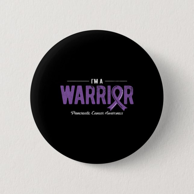 Jag är Warrior Lila Pancreatic Cancer Awareness Knapp (Framsida)