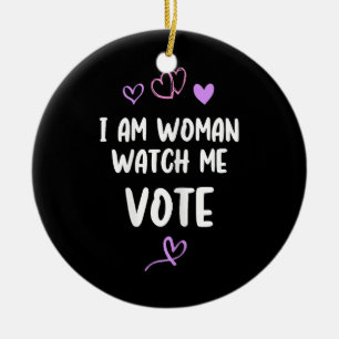 Jag är Woman Watch Me Vote Julgransprydnad Keramik