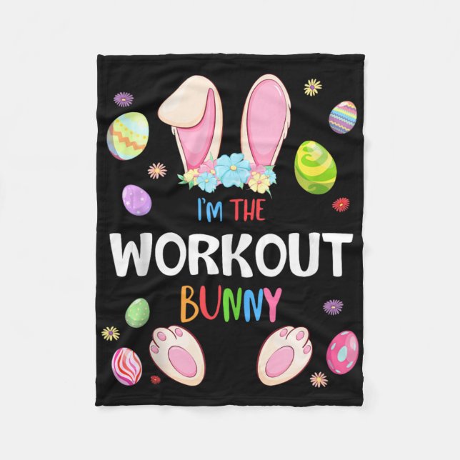 Jag är Workout Bunny Påskfest Matchande Familj Fleecefilt (Framsidan)
