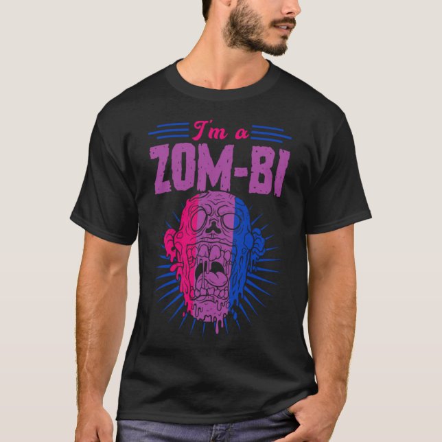 Jag är Zom Bi Bisexual Zombie Pride Scary Hallowee T Shirt (Framsida)