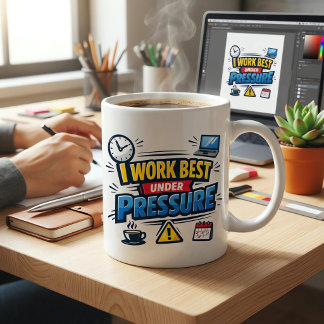 Jag arbetar bäst under tryck Rolig deadline på kon Kaffemugg
