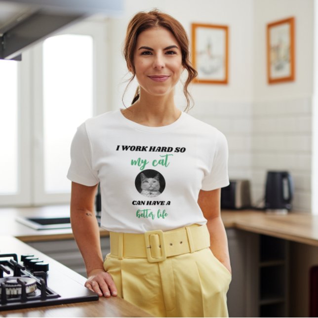 Jag arbetar hårt - anpassningsbara CAT-foto T Shirt (Skapare uppladdad)