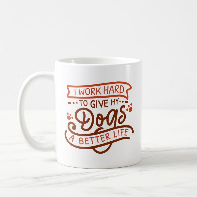 Jag arbetar hårt Hundar Kaffemugg (Vänster)