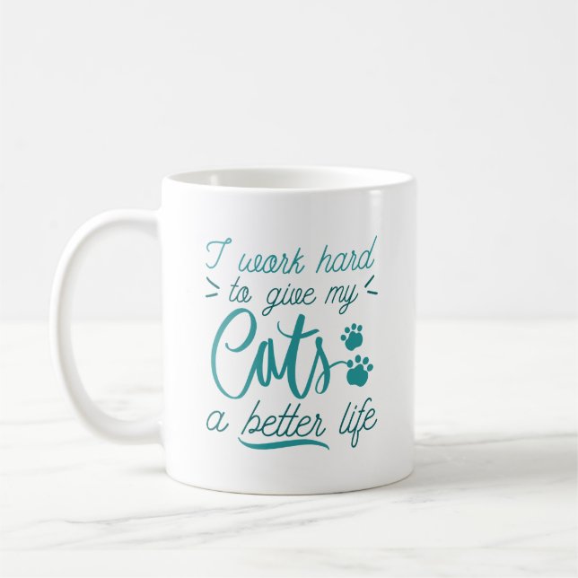 Jag arbetar hårt katter kaffemugg (Vänster)