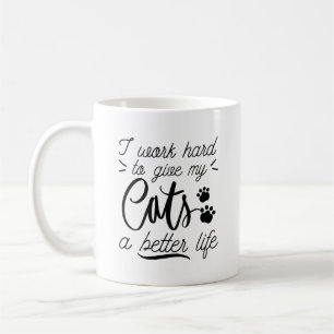 Jag arbetar hårt katter kaffemugg