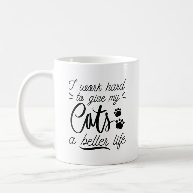 Jag arbetar hårt katter kaffemugg (Vänster)