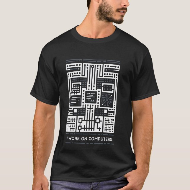 Jag arbetar med datorer Programmerare Teknik Kodni T Shirt (Framsida)