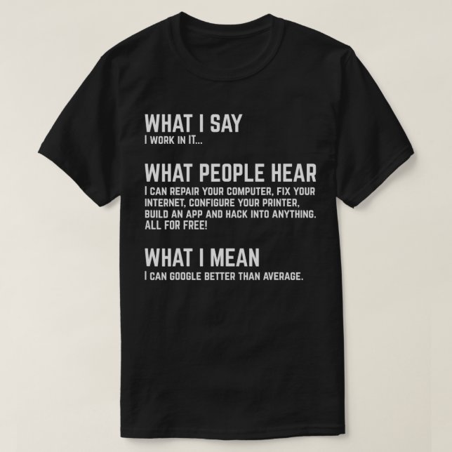 Jag arbetar med IT-funnen dator T Shirt (Design framsida)