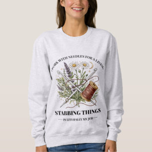 Jag arbetar med nålar för att leva, sy design t shirt