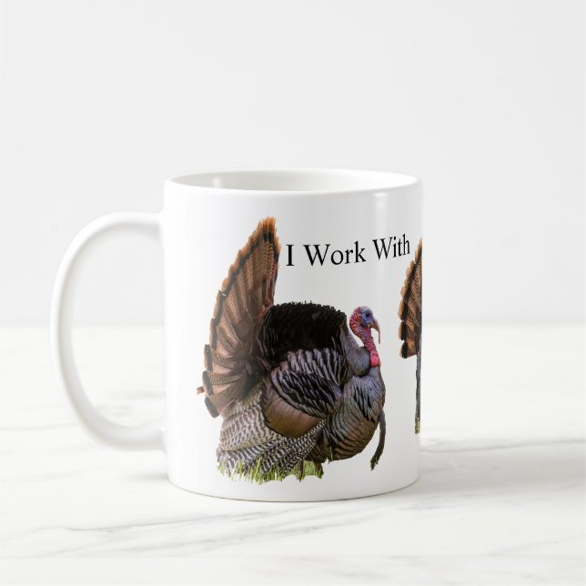 Jag arbetar med text för kalkoner kaffemugg (Vänster)