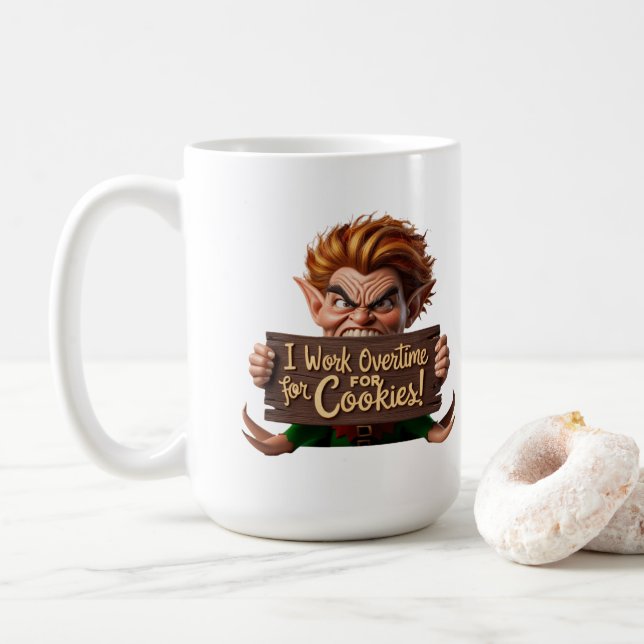 Jag arbetar övertid för cookies kaffemugg (Med munk)