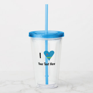 Jag ( Arubansk Flagga Hjärta Kärlek) Din Text Take Away Mugg