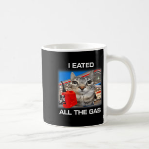Jag åt all bensin Roligt dumt stirrande katt meme Kaffemugg
