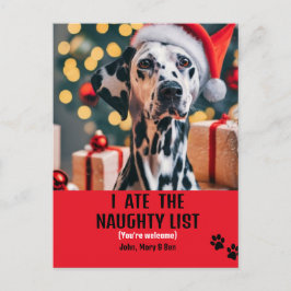 Jag åt Naughty List Pet Photo jul Red Helgdag Inbjudan Vykort