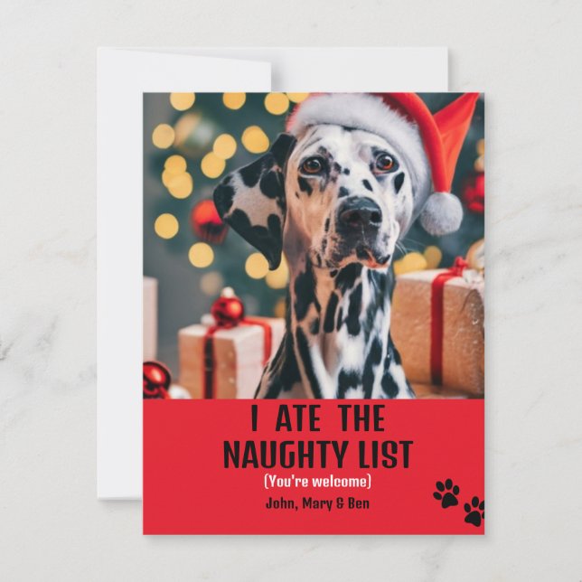 Jag åt Naughty List Pet Photo jul Red Helgdag Inbjudningar (Framsida)