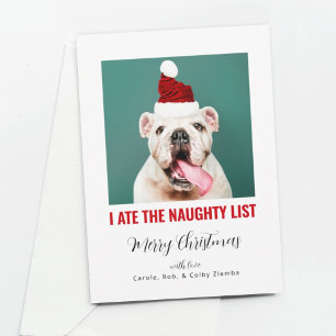 Jag Ate Naughty List Funny Pet Hund Cat Photo Julkort