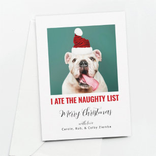 Jag Ate Naughty List Funny Pet Hund Cat Photo Julkort