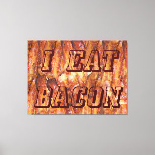 Jag äter Bacon Text med bakgrund Canvastryck