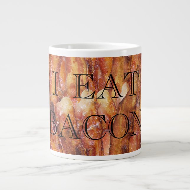 Jag äter Bacon Text med bakgrund Jumbo Mugg (Framsidan)