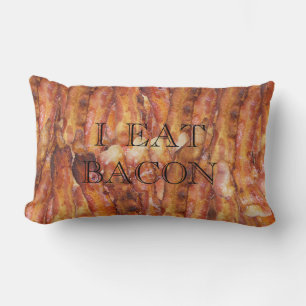 Jag äter Bacon Text med bakgrund Lumbarkudde
