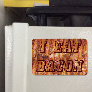 Jag äter Bacon Text med bakgrund Magnet