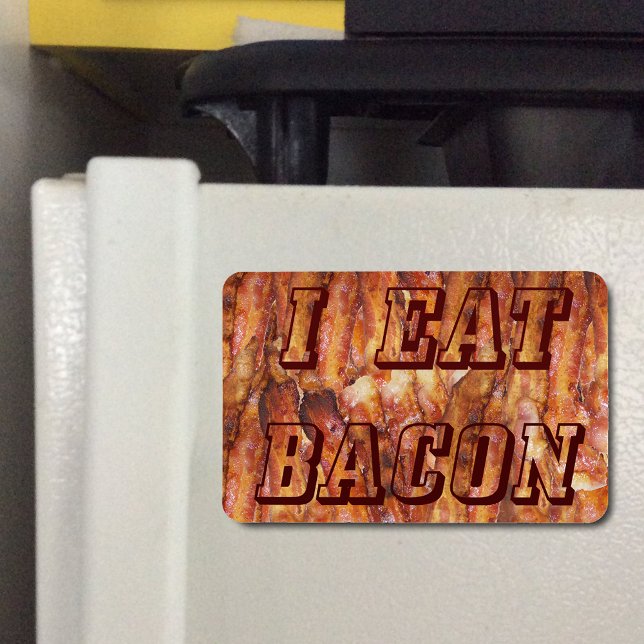 Jag äter Bacon Text med bakgrund Magnet (I Eat Bacon Text with Background Flexible Magnet)