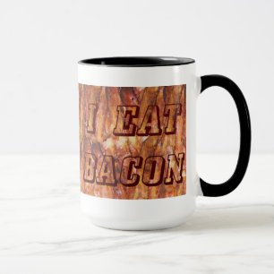 Jag äter Bacon Text med bakgrund Mugg