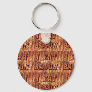 Jag äter Bacon Text med bakgrund Nyckelring