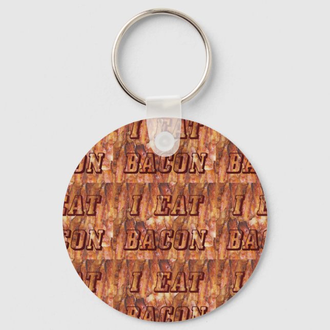 Jag äter Bacon Text med bakgrund Nyckelring (Framsida)