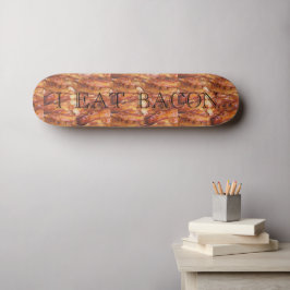 Jag äter Bacon Text med bakgrund Old School Skateboard Bräda 21,6 Cm