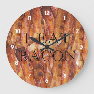 Jag äter Bacon Text med bakgrund Stor Klocka