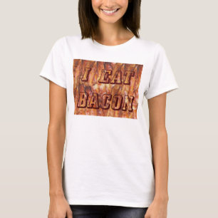 Jag äter Bacon Text med bakgrund Tee