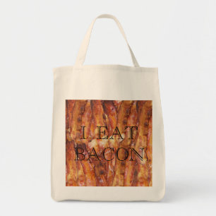 Jag äter Bacon Text med bakgrund Tygkasse