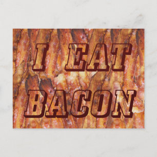 Jag äter Bacon Text med bakgrund Vykort