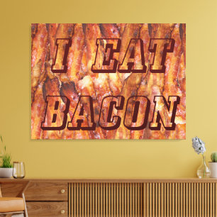 Jag äter bacontext med bakgrund canvastryck