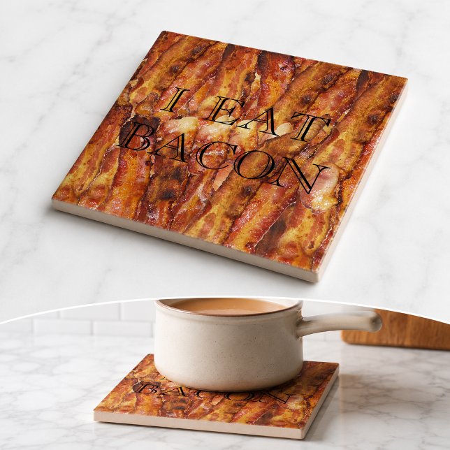 Jag äter bacontext med bakgrund kakelplatta (I Eat Bacon Text with Background Tile)