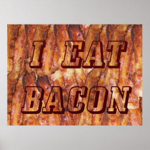 Jag äter bacontext med bakgrund poster