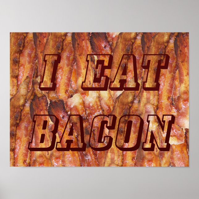 Jag äter bacontext med liten bakgrund poster (Framsidan)