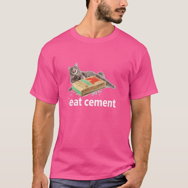Jag äter Cement Curted Cat Funny Odely Joke T Shirt (Framsida)