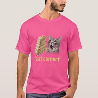 Jag äter Cement Curted Cat Funny Odely Joke T Shirt