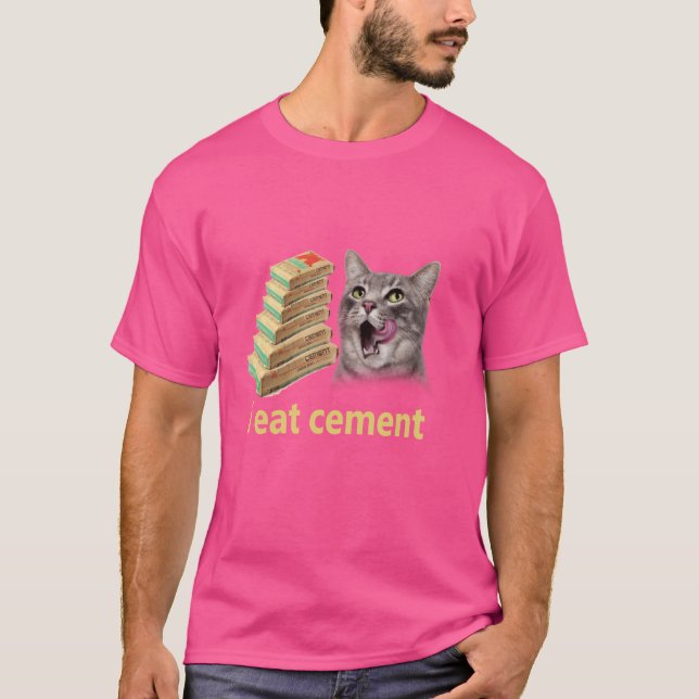 Jag äter Cement Curted Cat Funny Odely Joke T Shirt (Framsida)