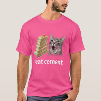 Jag äter Cement Curted Cat Funny Odely Joke T Shirt
