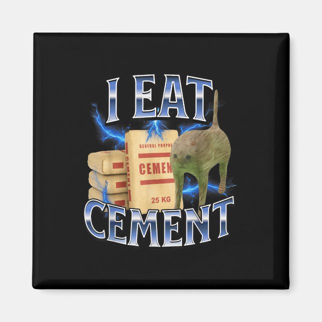 Jag äter cement förbannad katt rolig märkligt spec magnet (Framsidan)
