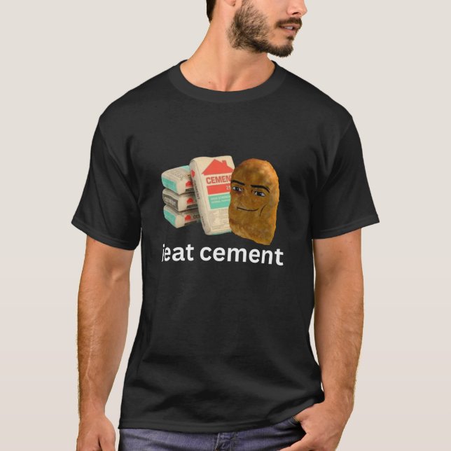 Jag äter Cement Funny Cursed Chicken Nugget Meme T Shirt (Framsida)