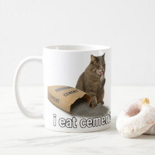 Jag äter cement katt meme rolig jag äter cement T- Kaffemugg